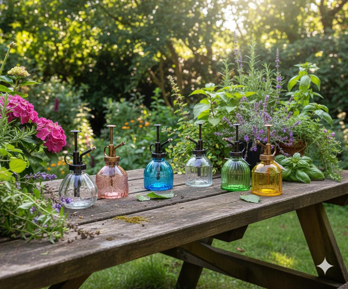 Vintage glass gardening plant misters